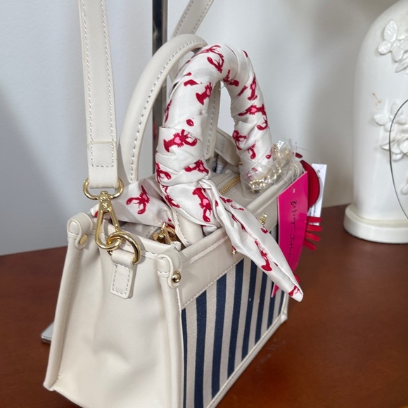 Betsey Johnson Navy and White Striped Mini Bag - Picture 3 of 10